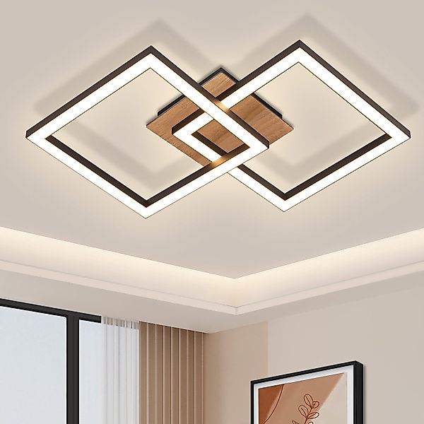 Nettlife Deckenleuchte Küchenlampe Modern Holz Schwarz 3000K Warmweiß, LED günstig online kaufen
