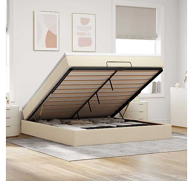 vidaXL Bett, Ottoman-Bett mit Matratze Creme 180x200 cm Stoff günstig online kaufen