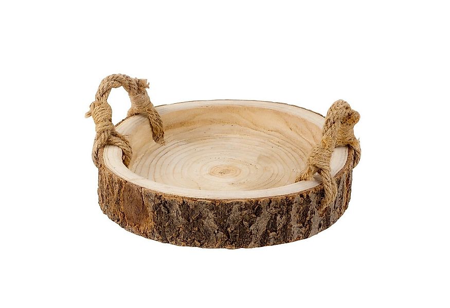 meberg Dekotablett Holz 30 cm Braumrinde Holztablett rund rustikal Serviert günstig online kaufen