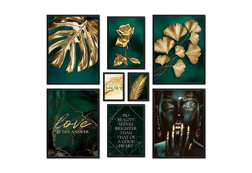 ARTFAVES Bilder-Collage Poster Set - GOLDEN LEAVES I Pflanzen Wandbilder Gr günstig online kaufen