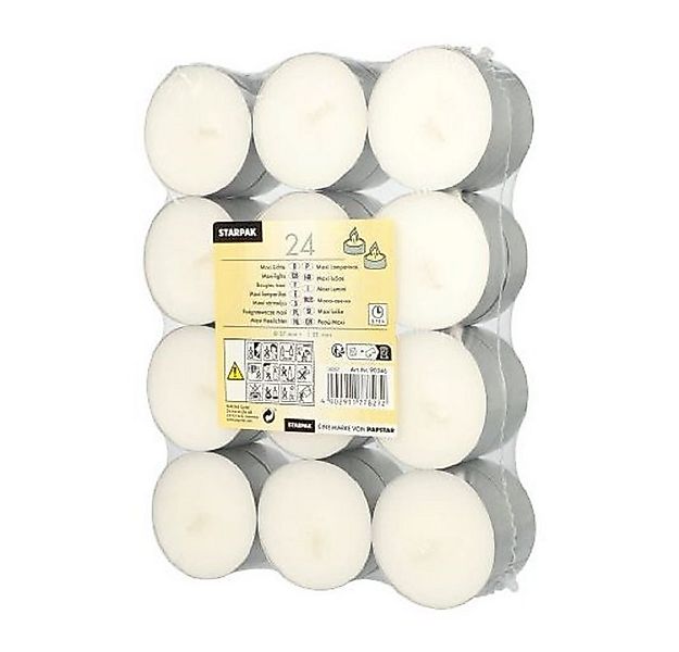 Starpak Teelicht 24 Teelichter groß Ø5,7cm H2,2cm weiß günstig online kaufen