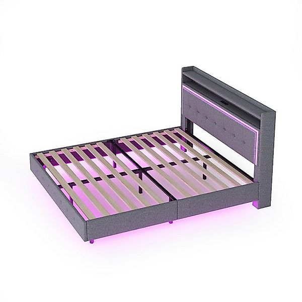 DOPWii Metallbett Polsterbett, Bettgestell 140x200cm,mit LED-Beleuchtung & günstig online kaufen