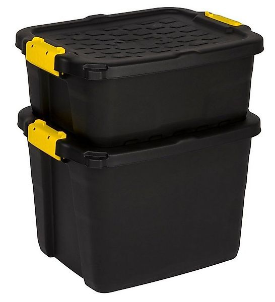 Kreher Aufbewahrungsbox "TOUGH" 42 Liter in Schwarz mit abschließbarem Deck günstig online kaufen