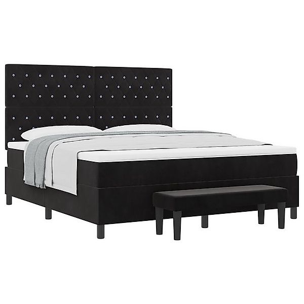 vidaXL Bett Boxspringbett mit Matratze und Bank Schwarz 180x200 cm Samt (2- günstig online kaufen
