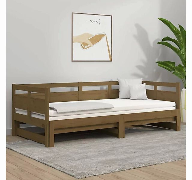 vidaXL Bett Tagesbett Ausziehbar Honigbraun Massivholz Kiefer 2x(80x200) cm günstig online kaufen
