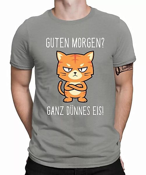 Quattro Formatee Kurzarmshirt Katze Ganz Dünnes Eis Morgen - Lustiger Spruc günstig online kaufen
