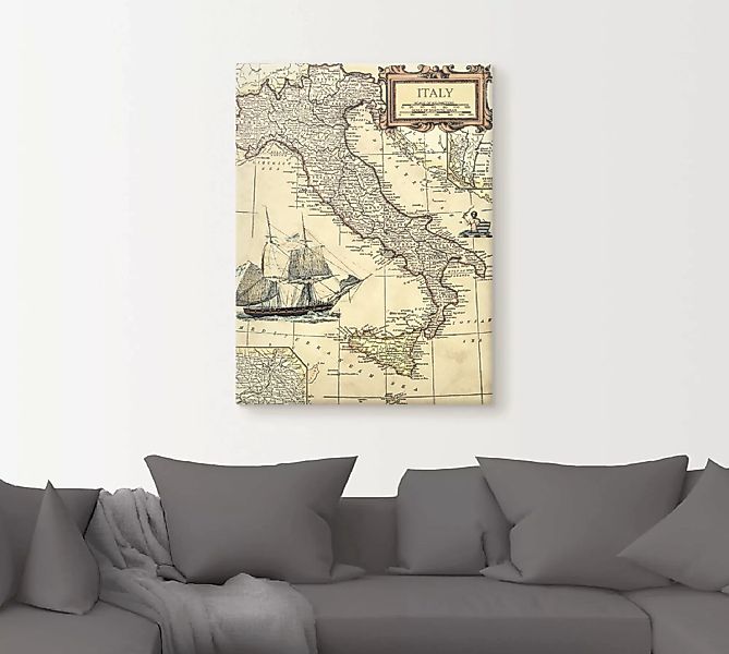 Artland Wandbild "Italienkarte", Landkarten, (1 St.), als Leinwandbild, Pos günstig online kaufen