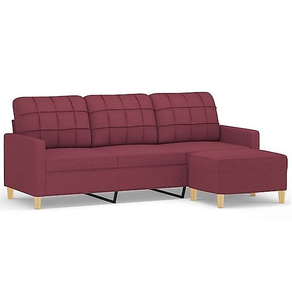 vidaXL Sofa 3-Sitzer-Sofa mit Hocker Weinrot 180 cm Stoff günstig online kaufen
