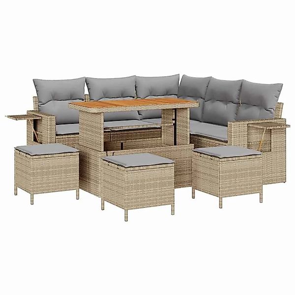 vidaXL Gartensofa-Set mit Kissen 10 Stk Beige und Hellgrau Poly-Rattan 3363 günstig online kaufen