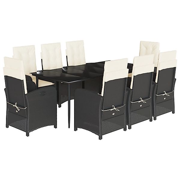 vidaXL 9-Tlg Garten-Essgruppe mit Kissen Schwarz Poly Rattan 3212299 günstig online kaufen