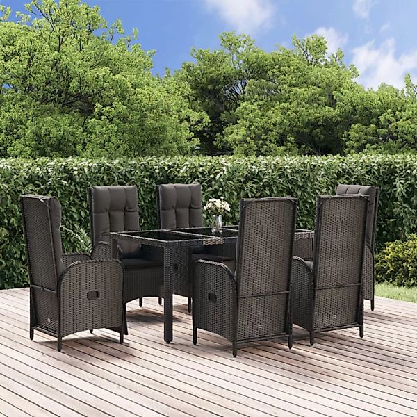 Vidaxl 7-tlg. Garten-lounge-set Mit Kissen Schwarz Poly Rattan günstig online kaufen