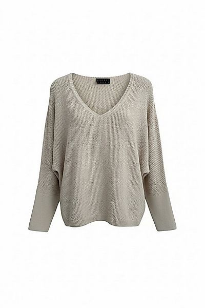 Zuckerwatte V-Ausschnitt-Pullover Strukturstrick, aus weicher Baumwollmisch günstig online kaufen