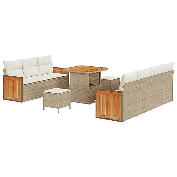 vidaXL Gartensofa-set mit Kissen 13-Tlg Beige und Creme Poly-Rattan 3365216 günstig online kaufen