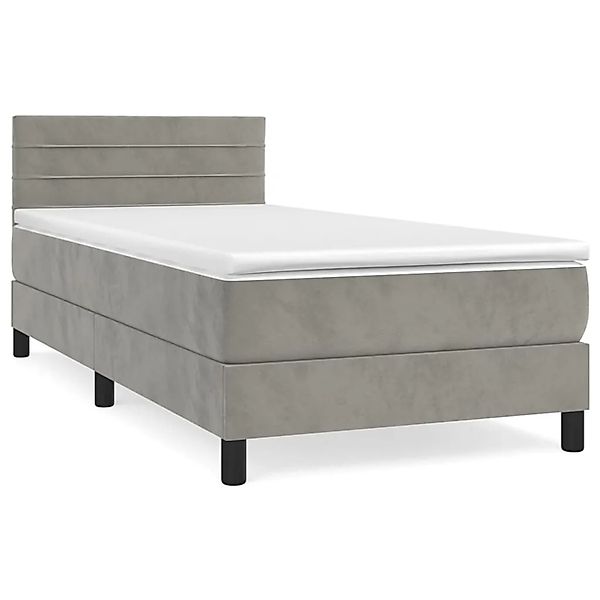 vidaXL Boxspringbett mit Matratze Hellgrau 90x200 cm Samt1389960 günstig online kaufen
