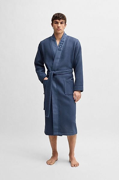 BOSS Morgenmantel "Waffle Kimono", mit großem BOSS Logo aus Velours günstig online kaufen