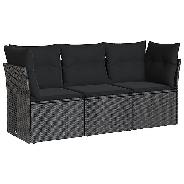 vidaXL 3-Tlg Garten-Sofagarnitur mit Kissen Hellgrau Poly Rattan 3249051 günstig online kaufen