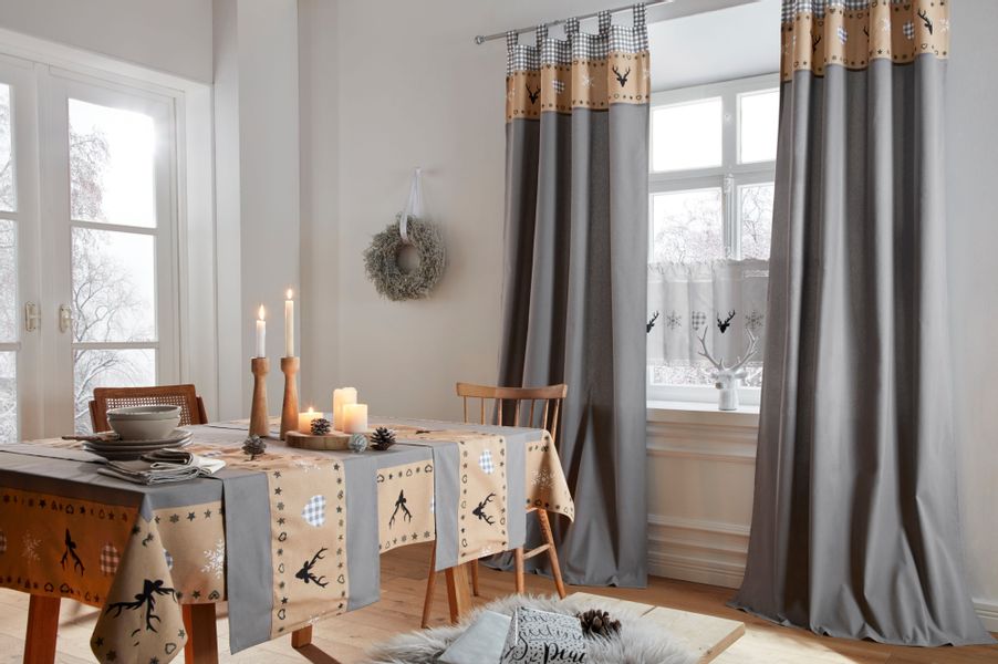 my home Tischläufer "Xaver" Karo-Design, Bio Baumwolle, Herz, Landhaus, Hir günstig online kaufen