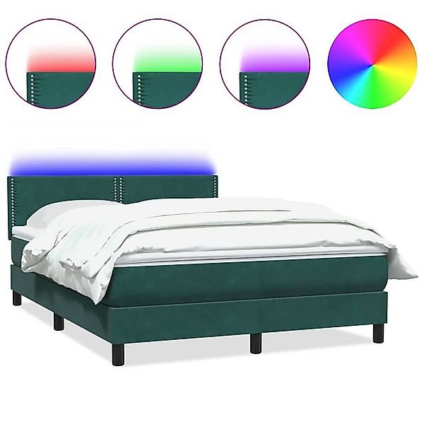 vidaXL Boxspringbett, Boxspringbett mit Matratze Dunkelgrün 140x210 cm Samt günstig online kaufen