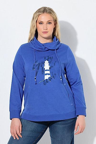 Ulla Popken Sweatshirt Sweatshirt maritimes Motiv Stehkragen Langarm günstig online kaufen