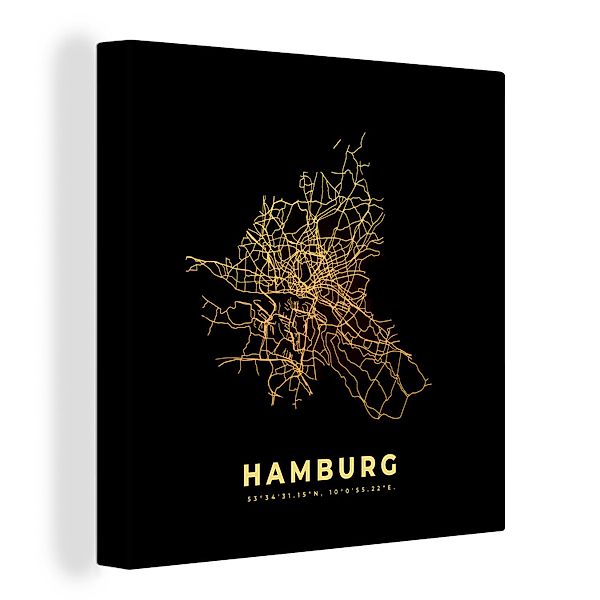 OneMillionCanvasses® Leinwandbild Hamburg - Karte - günstig online kaufen