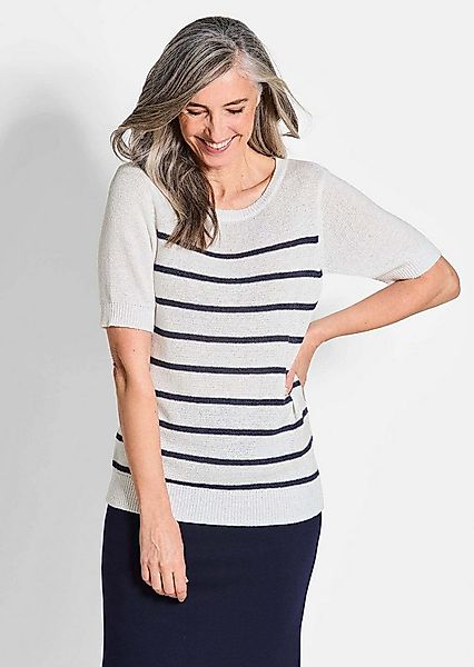 GOLDNER Strickpullover Kurzgröße: Feinstrickshirt mit Ringelmuster, U-Boot- günstig online kaufen