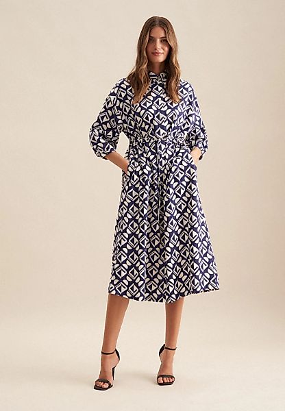 seidensticker Sommerkleid "Schwarze Rose" 3/4 Kragen Geometrische Muster günstig online kaufen