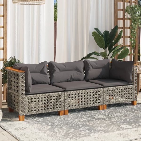 vidaXL Loungesofa Gartensofa mit Kissen 3-Sitzer günstig online kaufen