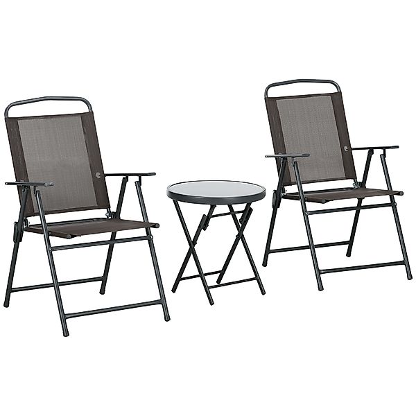 Outsunny Bistro-Set 3-teilig aus Metall Wetterfest Gartenmöbel Set mit klap günstig online kaufen