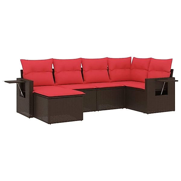 vidaXL 6-Tlg Gartensofa-Set mit Kissen Braun Polyrattan 3220463 günstig online kaufen