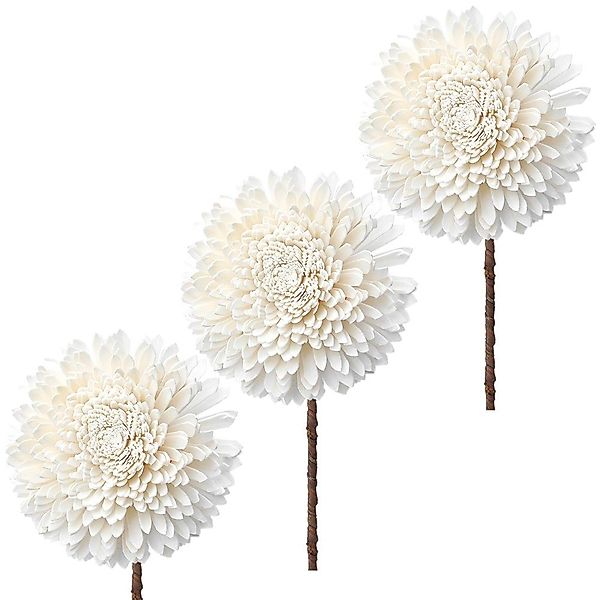 Kunstblume Solablüten Chrysanthemen basteln naturweiß 3er günstig online kaufen