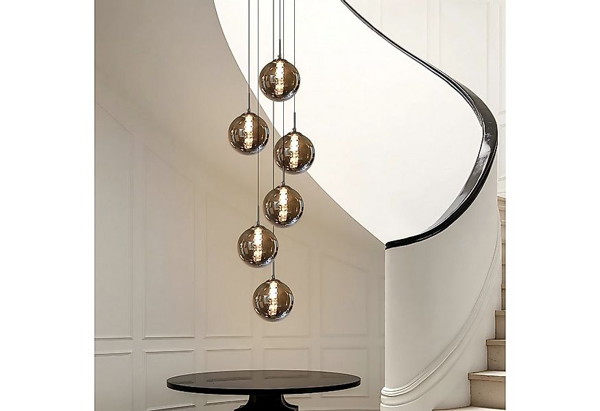 ZMH LED Pendelleuchte 6-Flammig Esstisch Höhenverstellbar aus Glas in Farbe günstig online kaufen