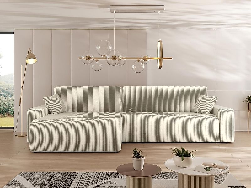 MIRJAN24 Ecksofa Piano L Cord, mit Bettkasten und Schlaffunktion, Schwarze günstig online kaufen
