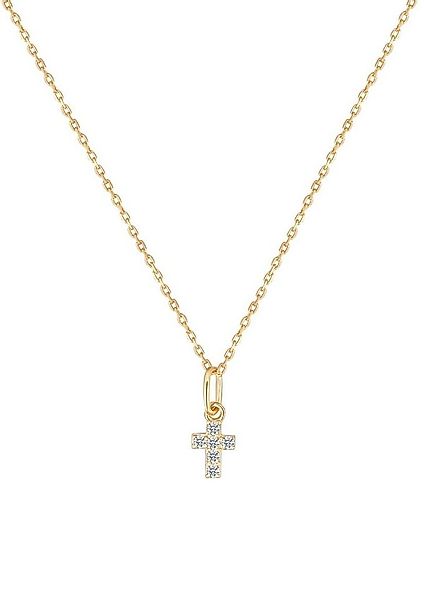Dear Me Goldkette Zirkonia Kreuz für Damen, 585 Gelbgold/ Weißgold, 14 Kara günstig online kaufen