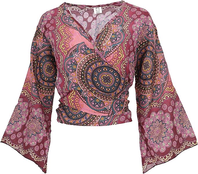 Guru-Shop Longbluse Kurztop, Boho Blusentop, Wickeltop, günstig online kaufen
