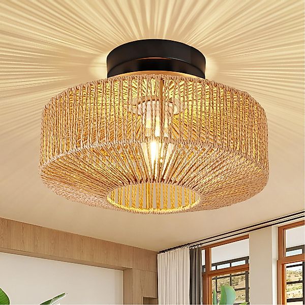 MUPOO Deckenleuchte Deckenleuchte Rattan Hängeleuchte,Pendelleuchte,Boho De günstig online kaufen