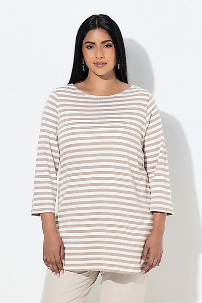 Ulla Popken T-Shirt Ringelshirt Rundhals-Ausschnitt 3/4-Arm günstig online kaufen