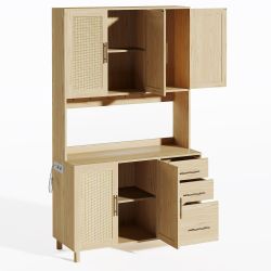 Odikalo Küchenbuffet Buffetschrank Sideboard Schubladen Natur/Schwarz günstig online kaufen
