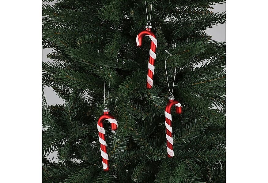 BURI Christbaumschmuck Deko Zuckerstangen 3er-Set aus Glas 12cm Weihnachtsd günstig online kaufen