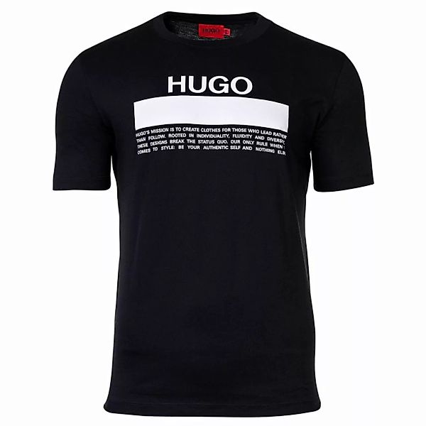 HUGO Herren T-Shirt - Daitai, Rundhals, Kurzarm, Logo-Print, Baumwolle Schw günstig online kaufen