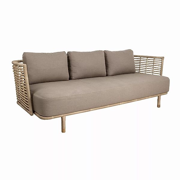 Cane-Line - Sense 3-Sitzer Outdoor Sofa - taupe, natur/Stoff Cane-line Airt günstig online kaufen