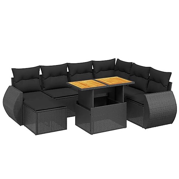 vidaXL 8-Tlg Garten-Sofagarnitur mit Kissen Schwarz Poly Rattan 3275827 günstig online kaufen