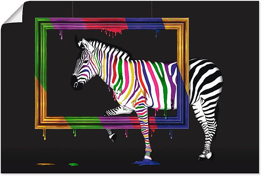 Artland Wandbild »Das Regenbogen Zebra«, Animal Fantasy, (1 St.), als Leinw günstig online kaufen