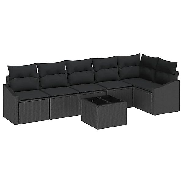 vidaXL Garten-Sofa-Set 7-Tlg Schwarz Poly Rattan 3346753 günstig online kaufen