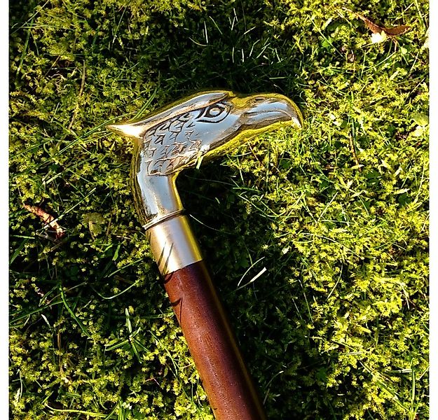 Antikas Wanddekoobjekt Spazierstock mit Messing Griff Adlerkopf günstig online kaufen