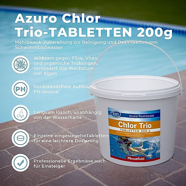 Azuro Chlortabletten Poolpflege Chlortabs 200g langsamlöslich, günstig online kaufen