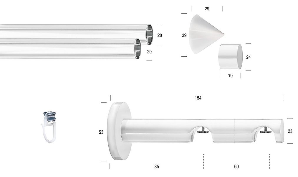 GARESA Gardinenstange "WHITE" Ø 20 mm 2 läufig-läufig Wunschmaßlänge Vorhan günstig online kaufen