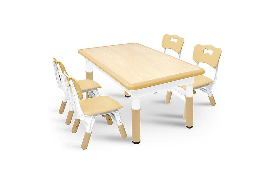 FIVMEN Kindersitzgruppe Kindertisch 4 Stühlen Set Höhenverstellbar Kinderzi günstig online kaufen