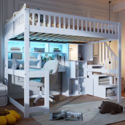 REDOM Kinderbett mit LED-Beleuchtung, Ablageleiter & günstig online kaufen