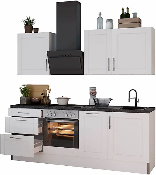 KOCHSTATION Küche "KS-Ahus", Breite 225 cm,wahlweise mit E-Geräten,MDF Fron günstig online kaufen