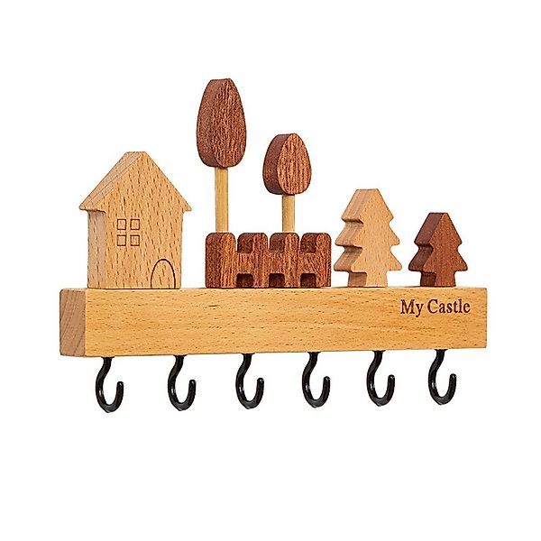 Auledio Schlüsselbrett Holz mit 6 Haken, günstig online kaufen